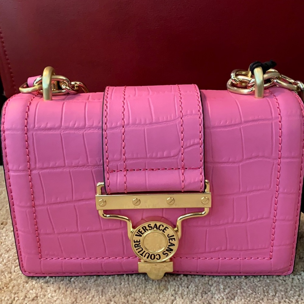 Versace Jeans Couture Pink Croc Embossed